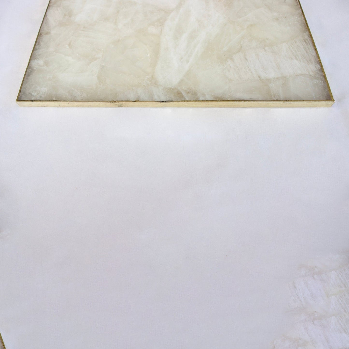 White Agate Serving Tray With Brass Handles | Square-1
