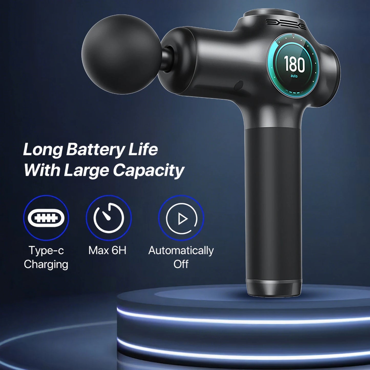 Deep Tissue Percussion Massage Gun with 8 Interchangeable Heads and 99 Speed Settings for Pain Relief