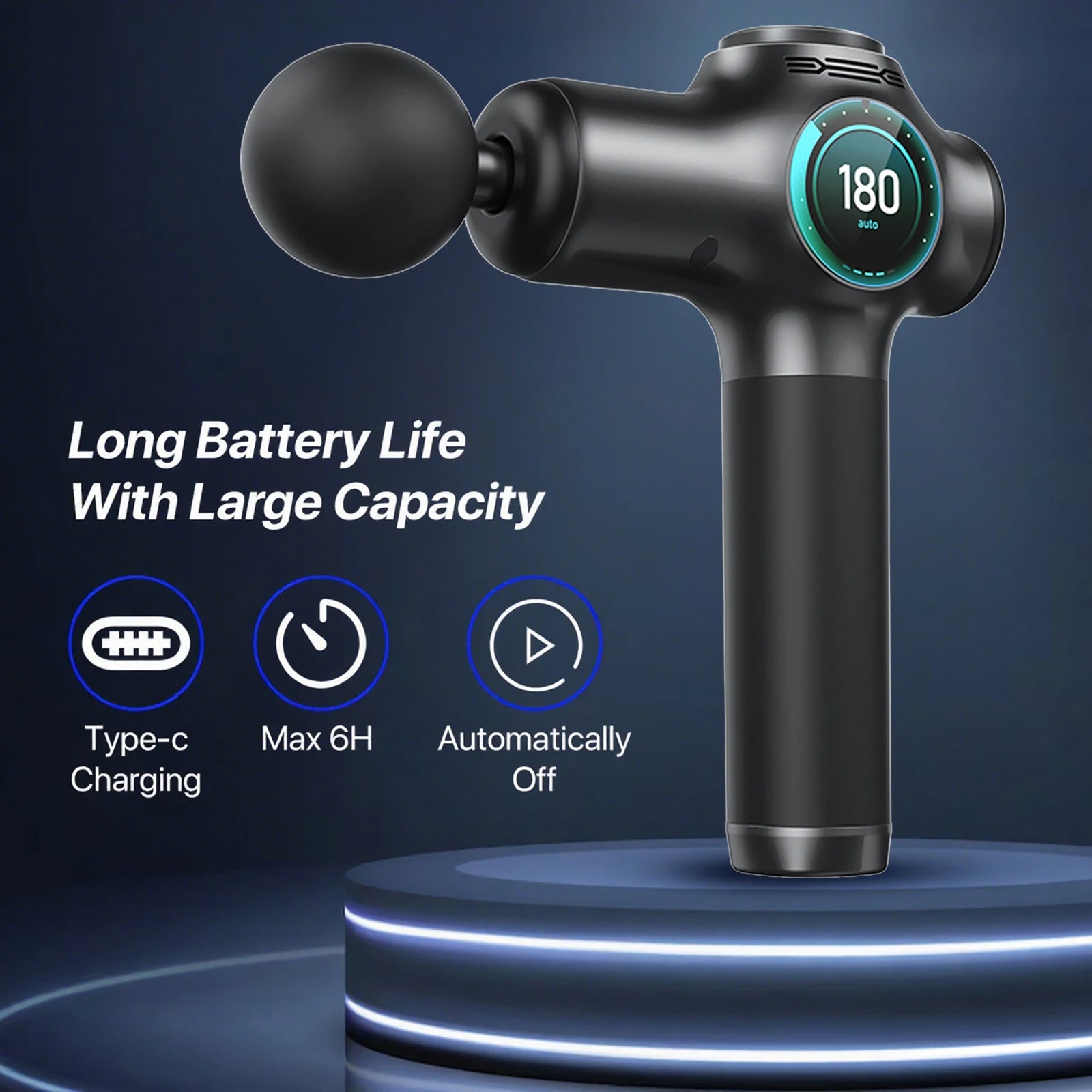 Deep Tissue Percussion Massage Gun with 8 Interchangeable Heads and 99 Speed Settings for Pain Relief