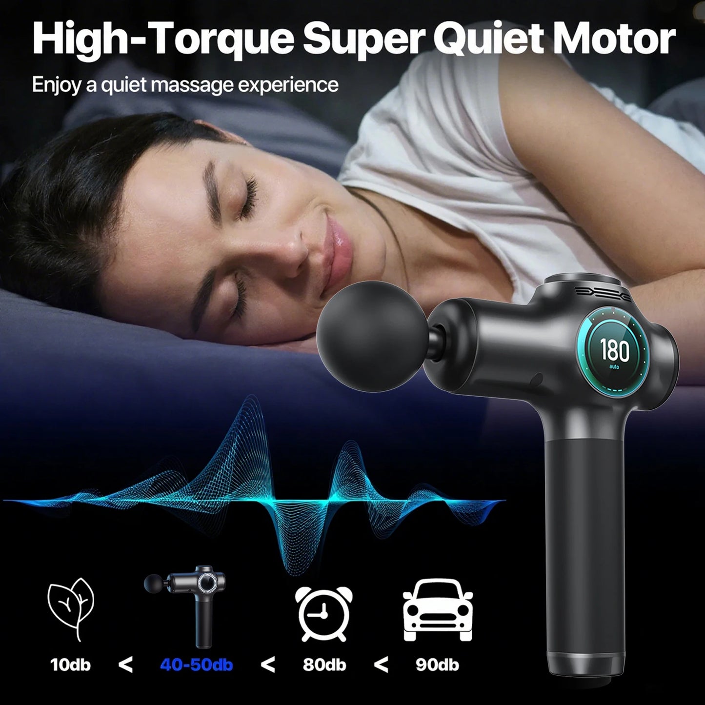 Deep Tissue Percussion Massage Gun with 8 Interchangeable Heads and 99 Speed Settings for Pain Relief